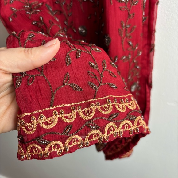 Vintage Express silk slip dress beaded Jrs size 9, approx a small - Picture 4 of 16